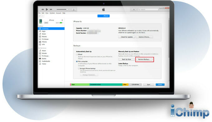 restore backup from iTunes