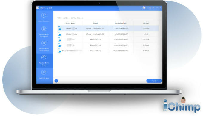 select iCloud backup